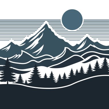 Çam ağacı kamp tasarımı vahşi doğayı ve doğa yaşam tarzını gözler önüne seriyor. Kamp havası ve orman detaylarıyla güzel bir dağ manzarası..