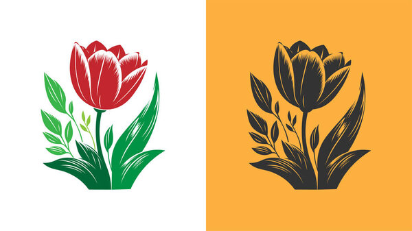 Elegant tulip pictogram perfect for spring and floral concepts. Modern floral tulip silhouette with botanical inspired design.