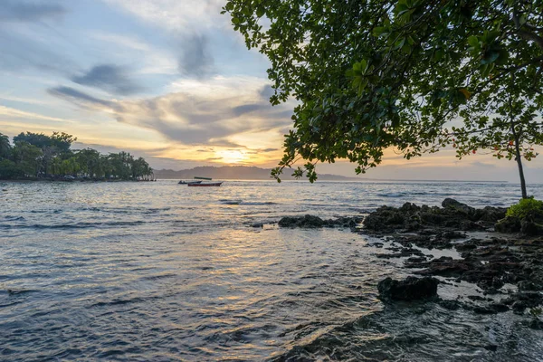 Sunset Pláži Puerto Viejo Kostarika — Stock fotografie