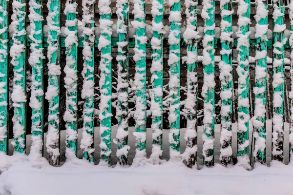 Paesaggio Invernale Trama Della Recinzione Nella Neve — Foto Stock