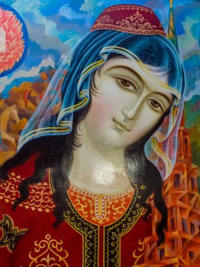 Kazan, Rusya - 1 Haziran 2018: Tüm Dinler Tapınağı'nda Arabesk resim. 