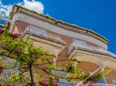 Positano pitoresk balkon, Amalfi Coast, İtalya 