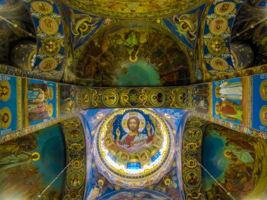 St. Petersburg, Rusya'da Dökülen Kan üzerine Kurtarıcı Kilisesi'nin iç görünümü 