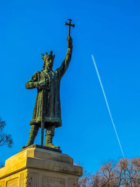 斯蒂芬大帝（斯特凡塞尔马雷）纪念碑在基希讷乌，摩尔多瓦 — 图库照片
