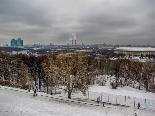 Winterse luchtfoto van Moskou, Rusland — Stockfoto