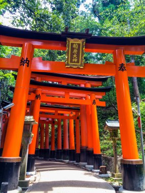 Fushimi Inari Tapınağı 'ndaki Torii kapıları, Kyoto, Japonya 