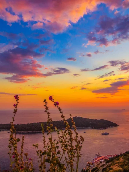Magisk solnedgång i Dubrovnik, Kroatien — Stockfoto