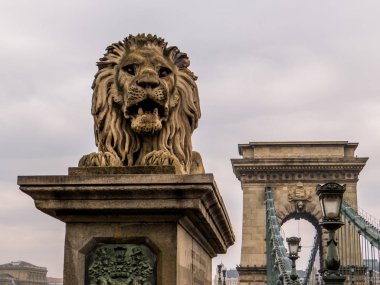 Aslan heykeli, Zincir Köprü. Budapeşte, Macaristan 