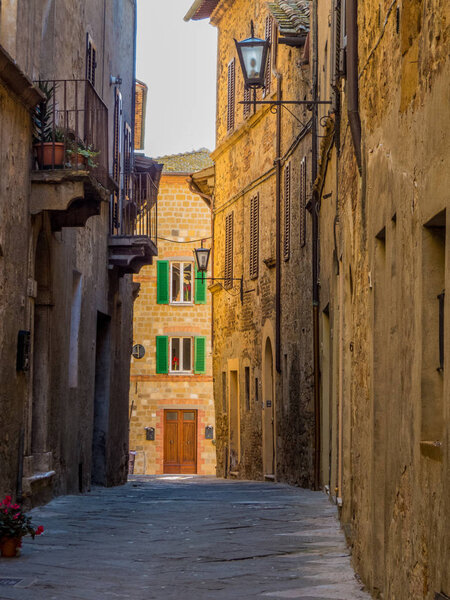 Picturesque street in Pienza, Val d'Orcia, Tuscany, Italy
