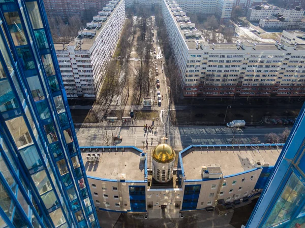 Вид с воздуха на пригород России в Санкт-Петербурге — стоковое фото