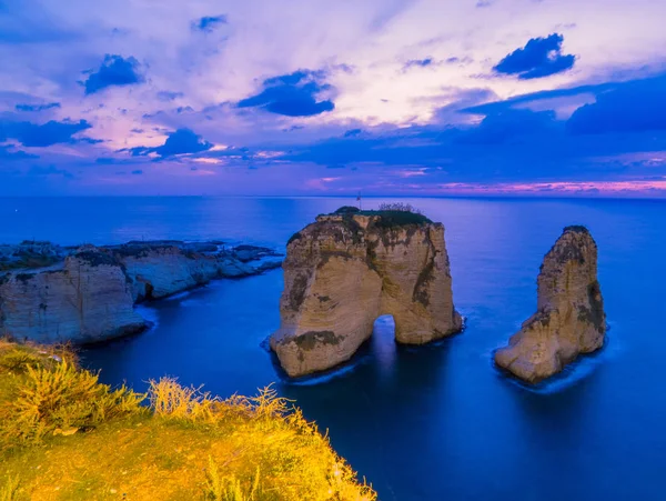 Magical sunset on Raouche, Pigeons\' Rock. In Beirut, Lebanon