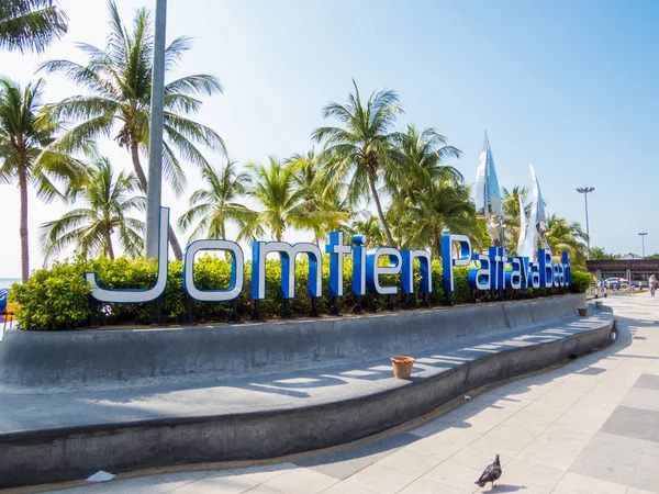 Assinatura Jomtien Pattaya Beach. Em Pattaya, Tailândia — Fotografia de Stock
