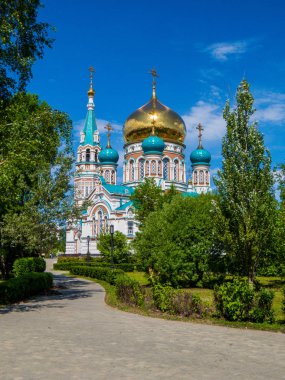 Omsk'taki Varsayım Katedrali, Sibirya, Rusya Federasyonu 