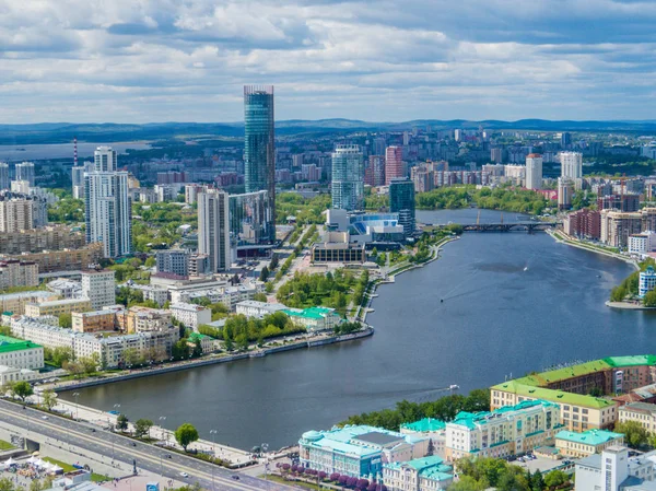 Uitzicht Vanuit Stad Vanaf Top Van Vysotsky Wolkenkrabber — Stockfoto