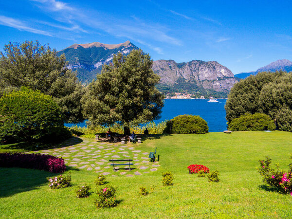 View of the Gardens of Villa Melzi, Bellagio, Lake of Como, Italy