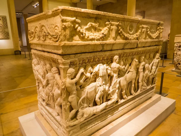 Sarcofago di marmo con la leggenda di Achille, Museo Nazionale di Beirut, Libano — Foto Stock