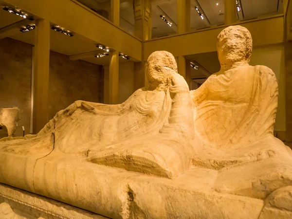 Mramorový sarkofág s legendou Achilla, národního muzea Bejrútu, Libanon — Stock fotografie