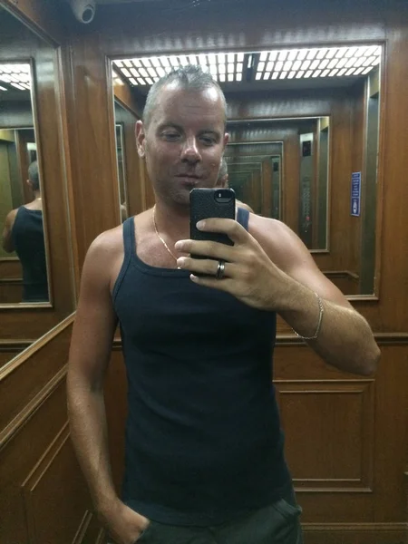 Handsome Italian Man Sefie in the Mirror