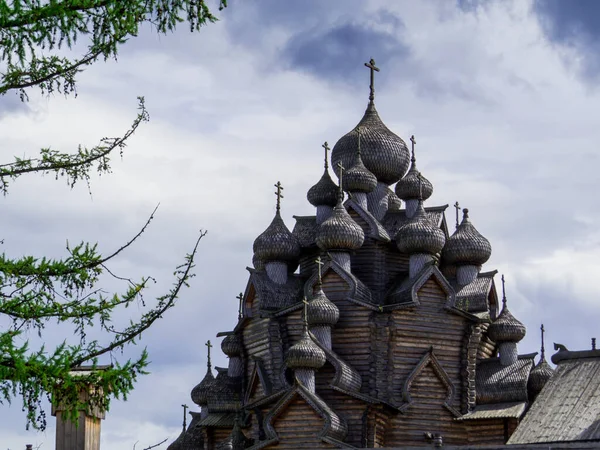 View of the wooden Church of the Intercession of the Holy Virgin in St. Petersburg, Russia