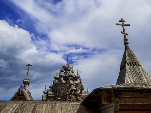 Vista Igreja Madeira Intercessão Virgem Santa São Petersburgo Rússia Imagens Royalty-Free