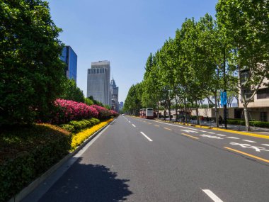 Şangay, Çin 'de şehir merkezinde sahne manzarası