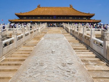 Yasak Şehir 'in manzarası. Pekin, Çin 'de.