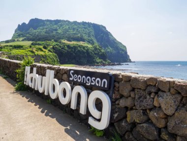 Seongsan Ilchulbong volkanı, Sunrise Peak olarak da bilinir. Jeju Adası, Güney Kore 'de.