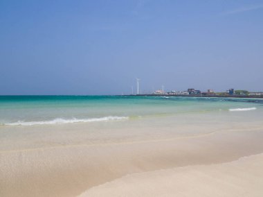 Jeju Adası, Güney Kore 'deki Woljeong Sahili manzarası