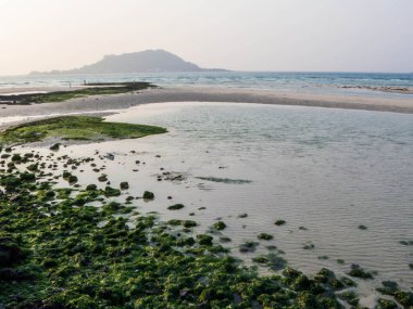 Hyeopiae Sahili 'nde günbatımı. Jeju Adası, Güney Kore 'de.