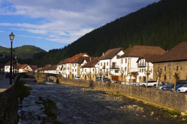 Otsagabia, Navarra - May 8 : Municipality of Otsagabia, located in the Pyrenees of Navarre on May 8, 2018 clipart