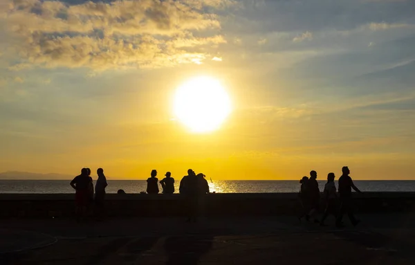 San Sebastian Guipucoa Spanien August 2018 Sonnenuntergang Strand Von Zurriola — Stockfoto