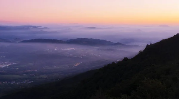 Licht Und Nebel Gipuzkoa Vom Jaizkibel Bei Nacht — Stockfoto