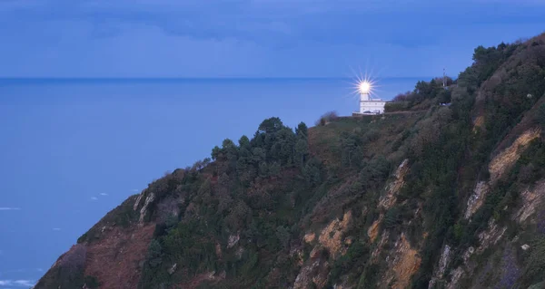 Światło Latarnia Morska Górze Igueldo Morzem Tle Miasta Donostia Euskadi — Zdjęcie stockowe