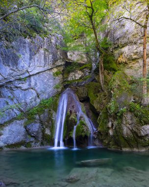 Belabarce şelale Pyrenees dağ aralığında, Navarra