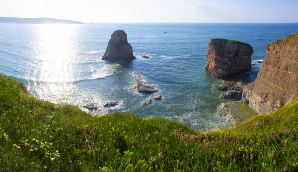 Die Zwillingsfelsen Strand Von Ondarraitz Hendaye Frankreich — Stockfoto