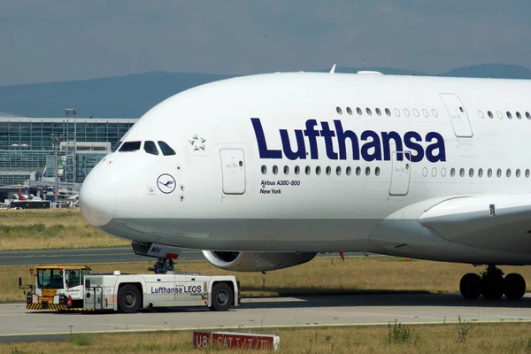 Φρανκφούρτη Γερμανία Ιουν 2017 Airbus A380 Της Lufthansa Την Εγγραφή — Φωτογραφία Αρχείου