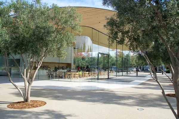 CUPERTINO, CALIFORNIA, UNITED STATES - NOV 26th, 2018: Exterior view of the new and modern Apple Park visitor center located next to their new corporate offices in Silicon Valley, south San Francisco — Stock Photo, Image