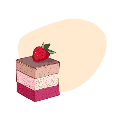 Beyaz arka plan üzerinde izole Tiramisu pasta. Beyaz arka plan üzerinde izole tiramisu elle çizilmiş vektör çizim. Retro tarzı. 