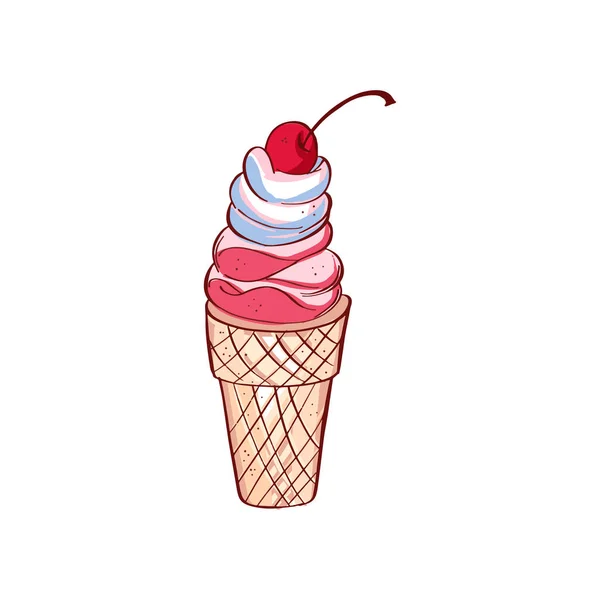 Fruits et légumes poster fond. Illustration de cône de crème glacée isolé sur un fond blanc . — Image vectorielle