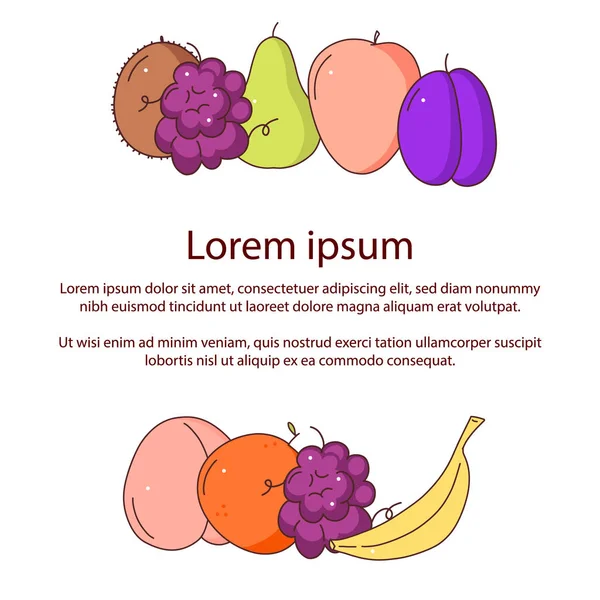 Fondo del cartel de frutas y verduras. Con espacio para texto . — Vector de stock