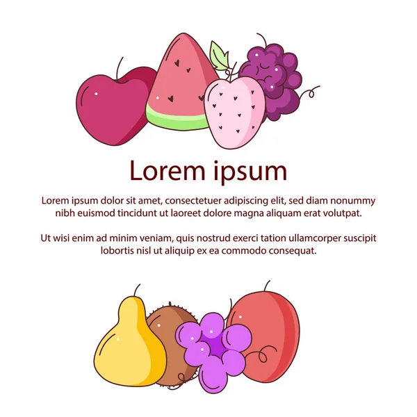 Fondo del cartel de frutas y verduras. Con espacio para texto . — Vector de stock