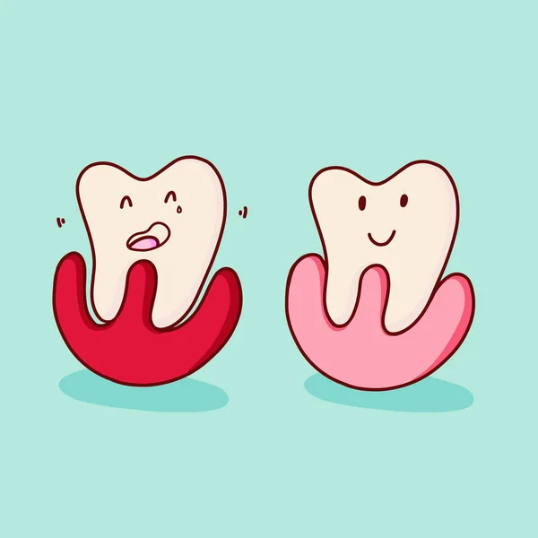 Odontologia pediátrica. Periodontose. Doenças dos dentes: periodontose, ilustração de desenho animado vetorial . — Vetor de Stock