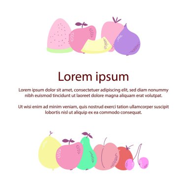 Renkli meyve illüstrasyon. Tasarımınız için meyve.