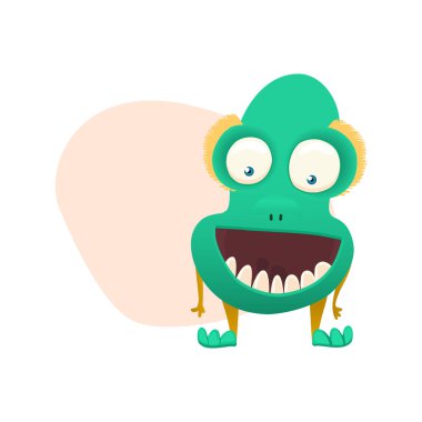 Canavar beyazın üzerinde izole edilmiş. Karikatür Canavarlar koleksiyonu. Baskı, parti dekorasyonu, t-shirt, illüstrasyon, logo, amblem veya etiket için tasarım. Vektör.