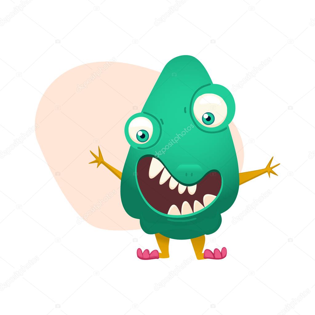 Monster isolated on white. Cartoon Monsters collection. Design for print, party decoration, t-shirt, illustration, logo, emblem or sticker. Vector illustration.