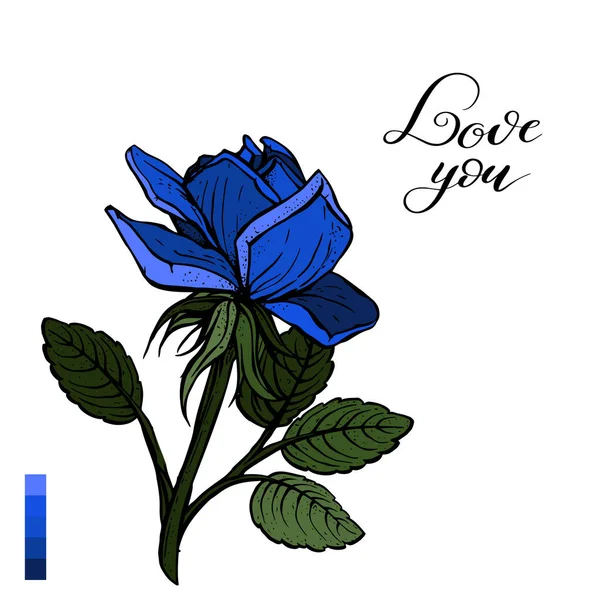 Rosa azul aislada sobre fondo blanco. Hermosas rosas azules aisladas en blanco para su diseño. Adecuado para el diseño de invitaciones o tarjetas de vacaciones. Vector . — Archivo Imágenes Vectoriales