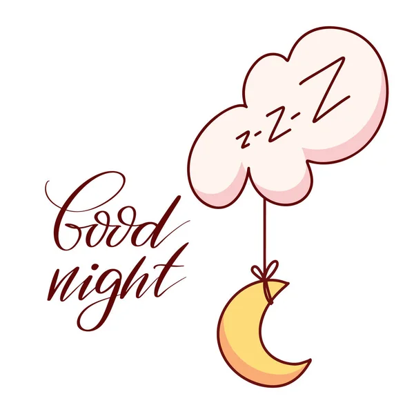 Buenas noches, duerme bien. El concepto de dormir. Vector dibujado a mano garabato. Vector . — Vector de stock