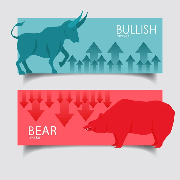 Ukázka abstraktního vektorového znázornění Bull a Bear. koncepce grafického designu na akciovém trhu Bullish a Medovické trendy. Akciový trh a obchodní koncepce. Vektorové. — Stockový vektor