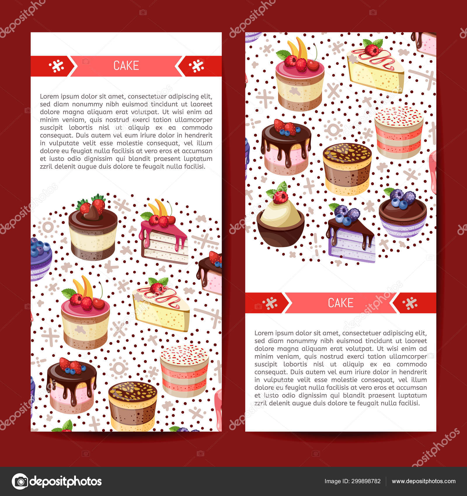Card Collection Pastries And Cake Posters Of Bakery Sweet Shop Or