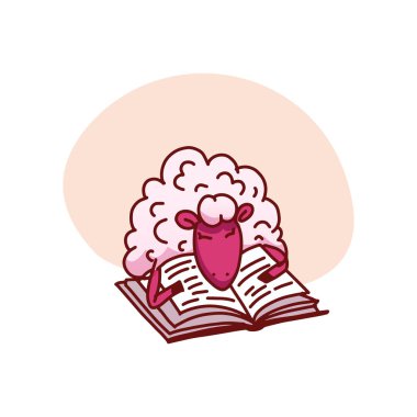 Koyun vektör illüstrasyon. Uyumaya çalışma, koyunları sayma, uykusuzluk, uyku bozuklukları, bebek uykusu. Vektör.